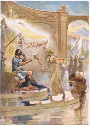 El palacio de Circe: Bebe mi noble invitado, dijo Circe, sonriendo mientras le presentaba el cáliz